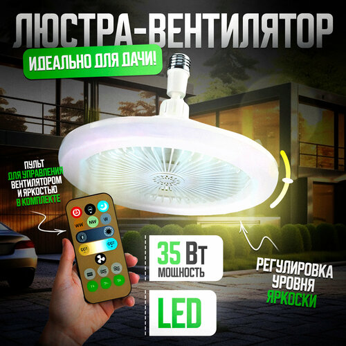 Вентилятор с подсветкой накладной настенно-потолочный 35Вт с переходником Е27 с ПДУ и ароматизаторами в комплектк Фарлаит 2299₽