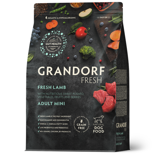 Grandorf FRESH беззерновой корм взрослых собак мелких пород с живыми пробиотиками, ягненок с бататом