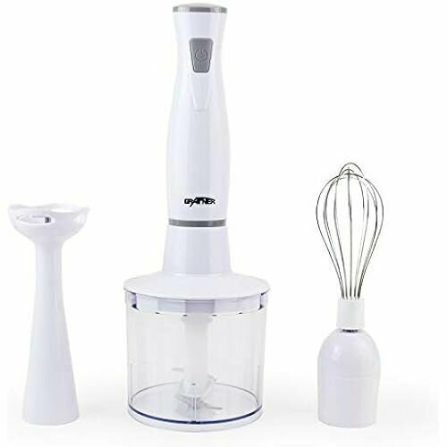 Набор ручного блендера Grafner 3-в-1 с палочкой для пюре миксером и насадкой-венчиком аксессуарами не содержащими BPA и пригодными для мытья в посудомоечной машине палочками для пюре для смузи супов йогурта соусов детского питания 970300₽