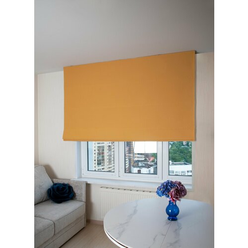 Римские шторы блэкаут на окна для комнаты Моя Штора ширина 140 см x высота 140см Охра 9800₽