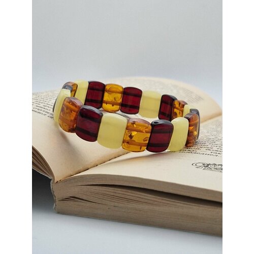 Браслет, янтарь, микс