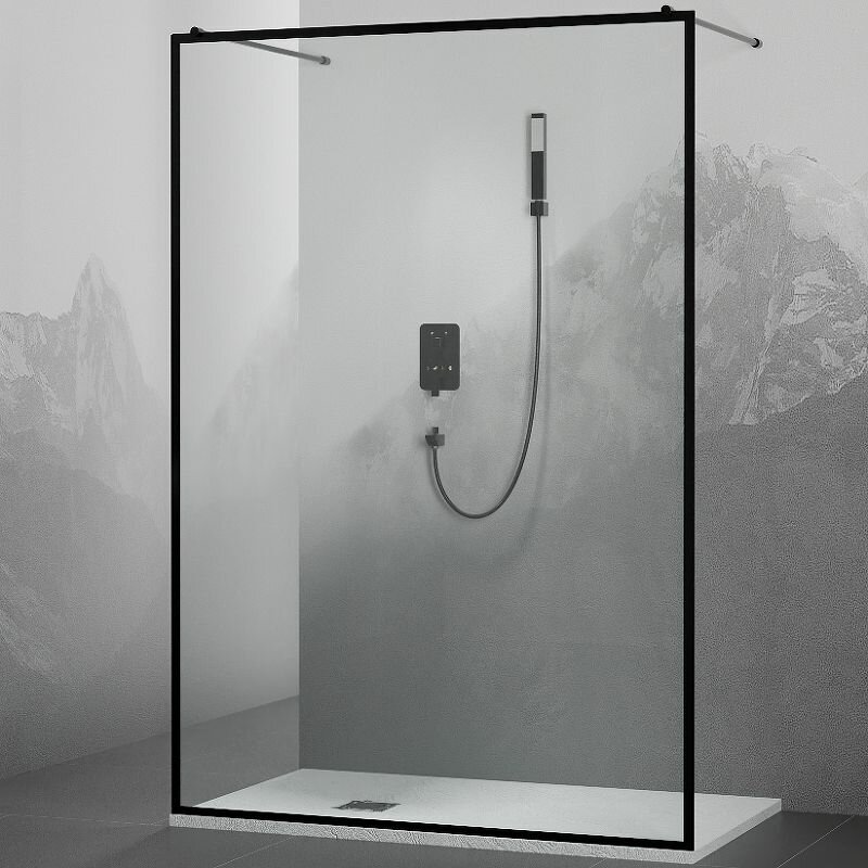 Душевая перегородка RGW Walk In WA-017B 100х200 профиль черный, стекло прозрачное - фото №1