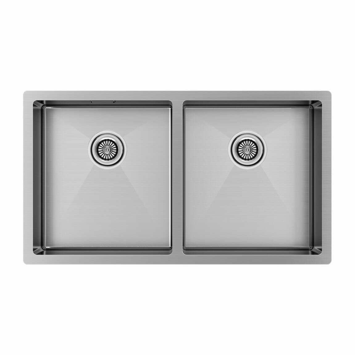 Кухонная мойка из нержавеющей стали Paulmark GERBERG 78/2 UNI, 780х440 мм, две чаши, шумопоглащающее покрытие, врезная / вровень со столешницей, цвет брашированная сталь