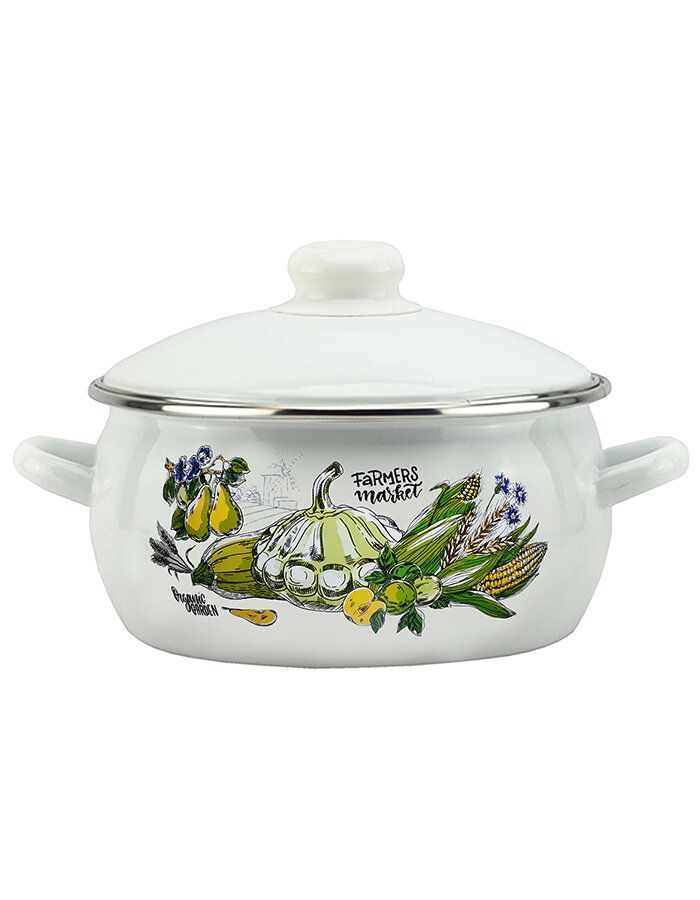 фото Кастрюля с крышкой Эмаль Фермерская лавка, эмалированная, 3 л