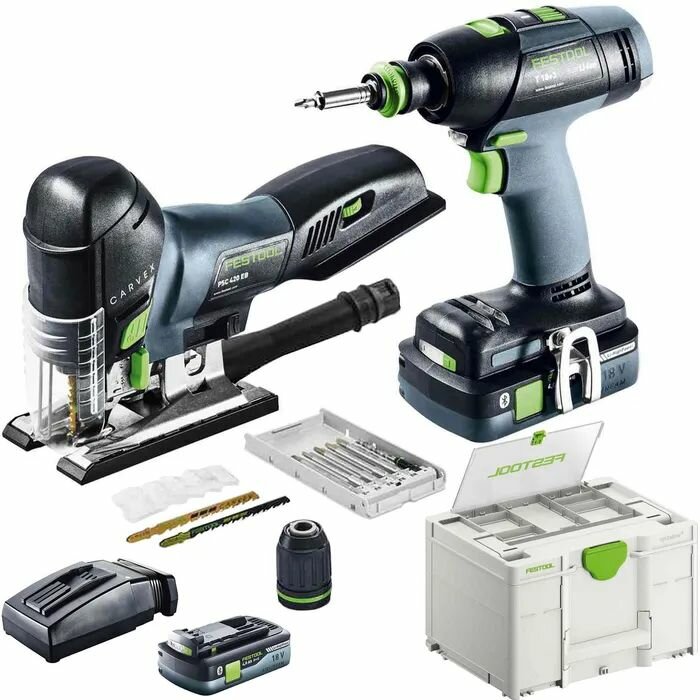фото Комплект из дрели-шуруповёрта аккумуляторной и лобзика маятникового FESTOOL T 18+3 /HPC I-Set (577630)
