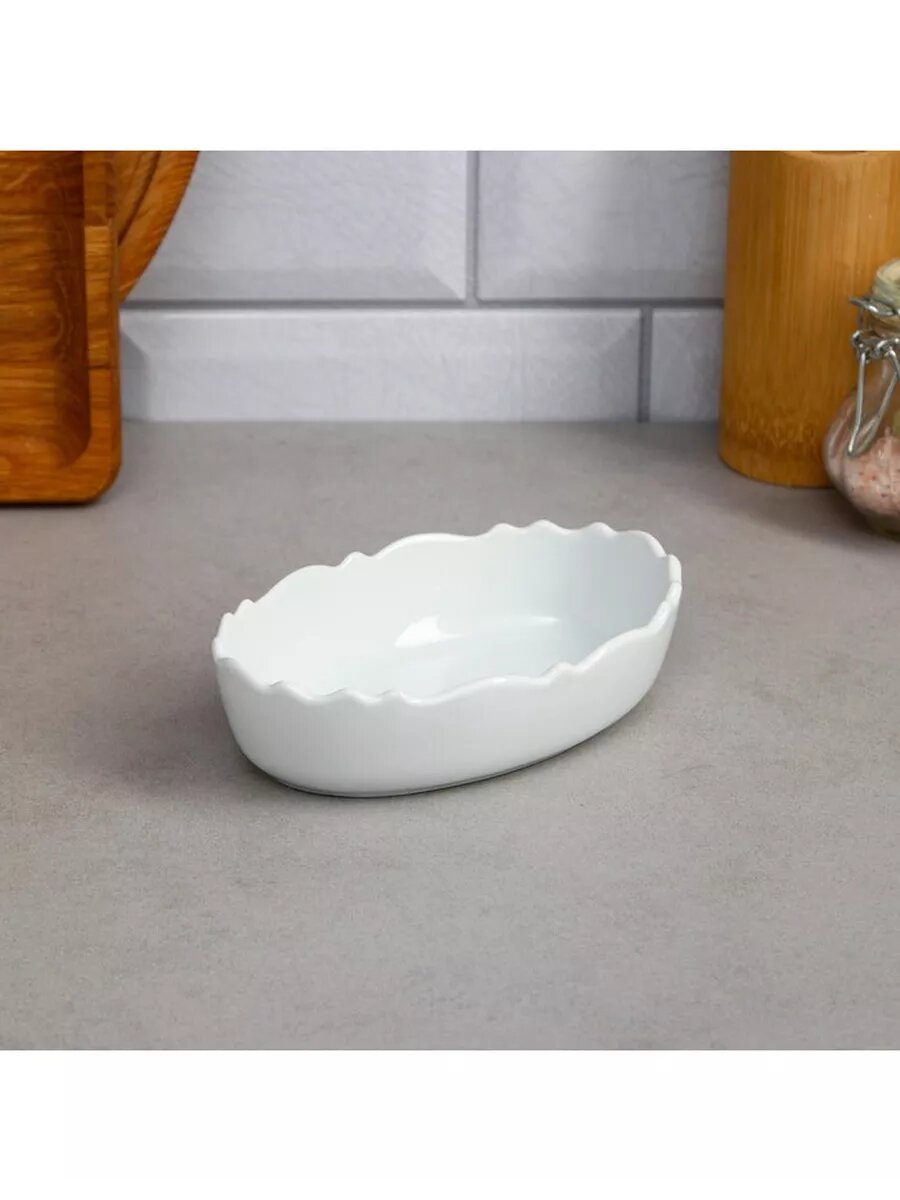 фото Блюдо Волна, 250 мл, овальное, фарфор, Иран