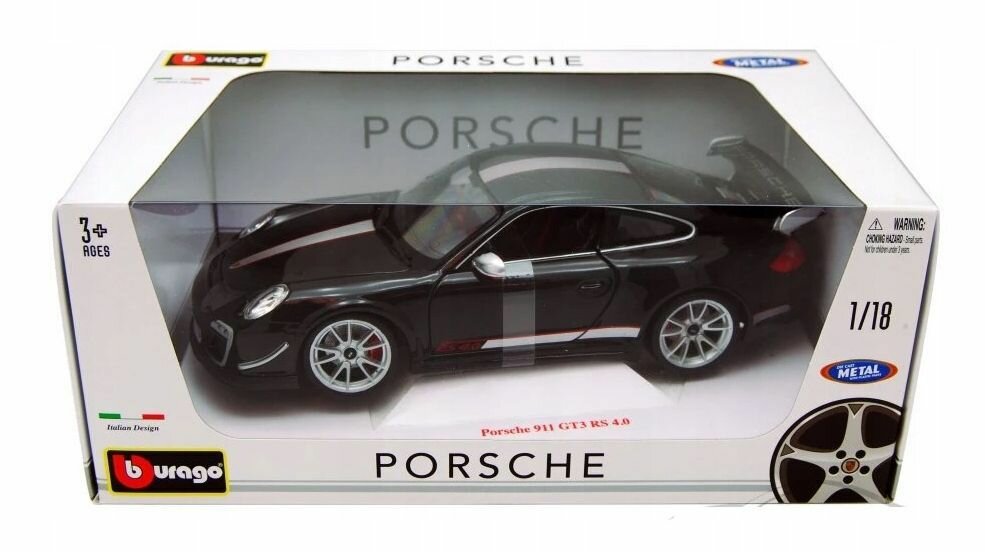 Гоночная машина Bburago Porsche GT3 RS 4.0 18-11036 1:18, 25 см, черный
