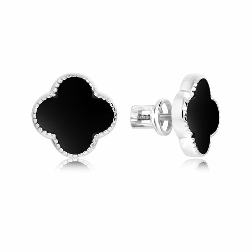 Серьги пусеты VALTERA серебро 925 проба родирование оникс черный 4440₽