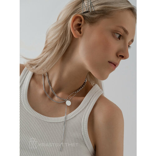 Колье Krastsvetmet, серебро, 925 проба, длина 52 см., серебристый