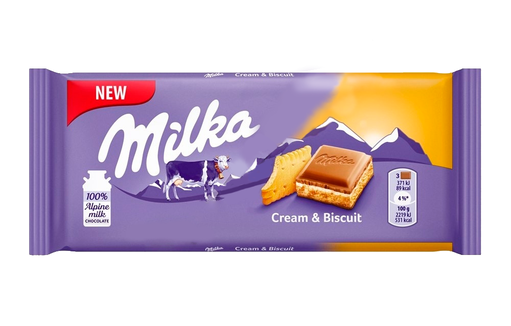 Milka Cream & Biscuit шоколадная плитка 100 гр