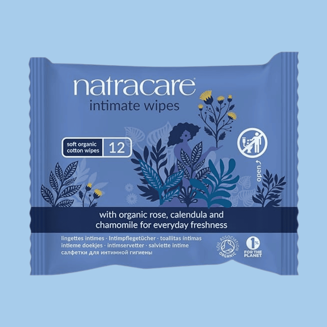 Картинки Влажные салфетки для интимной гигиены Natracare, 100 % хлопок, 12шт