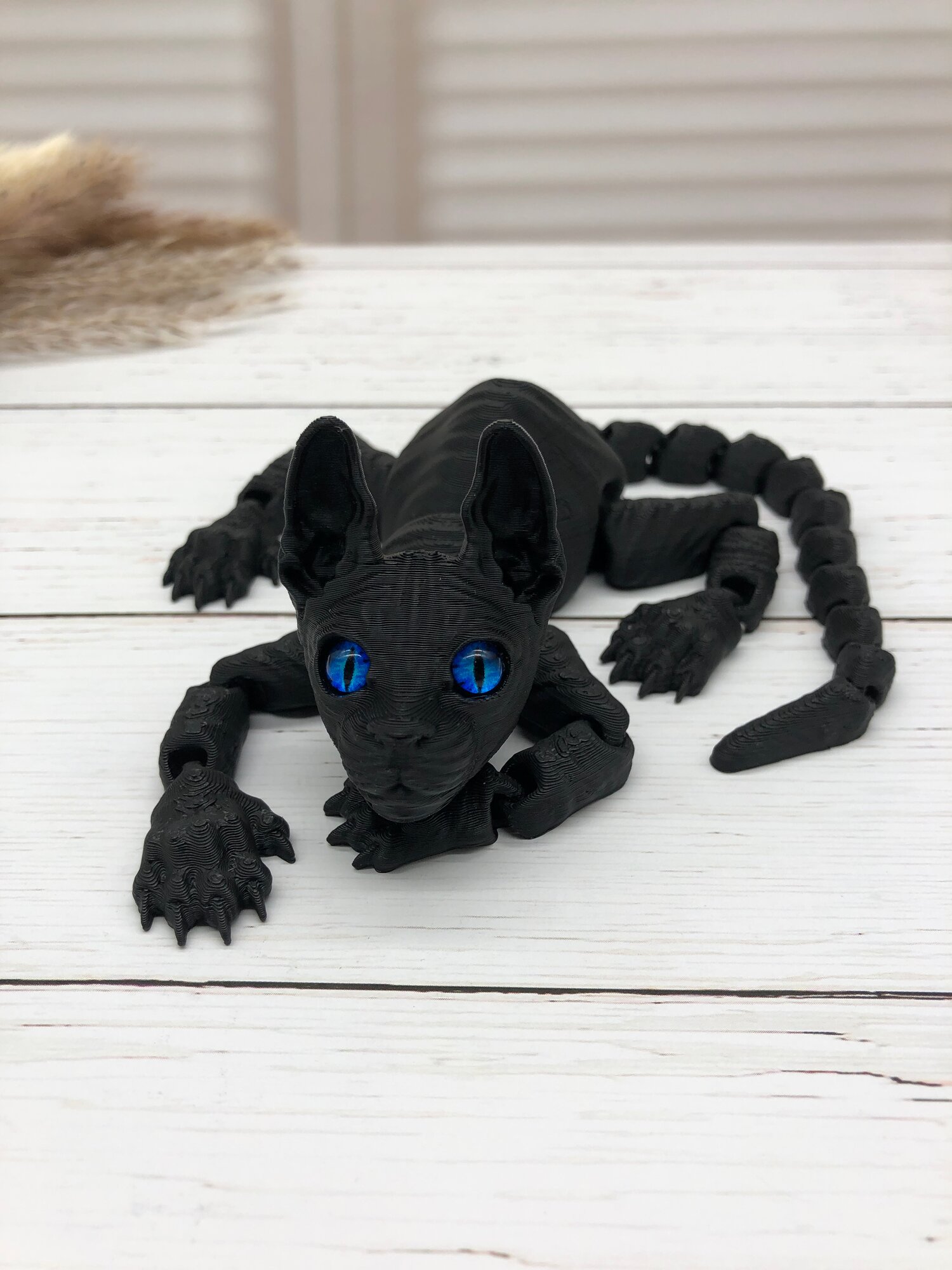 Игрушка-антистресс 3д "Кот сфинкс" 24 см пластик для моторики подвижная черная