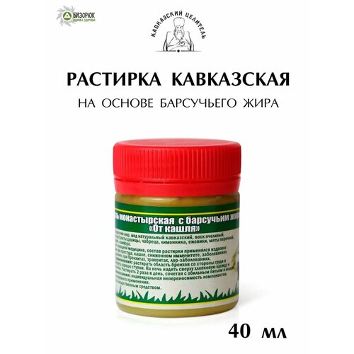 Мазь от простуды Кавказский Целитель, с барсучим жиром, противовирусная, 40мл