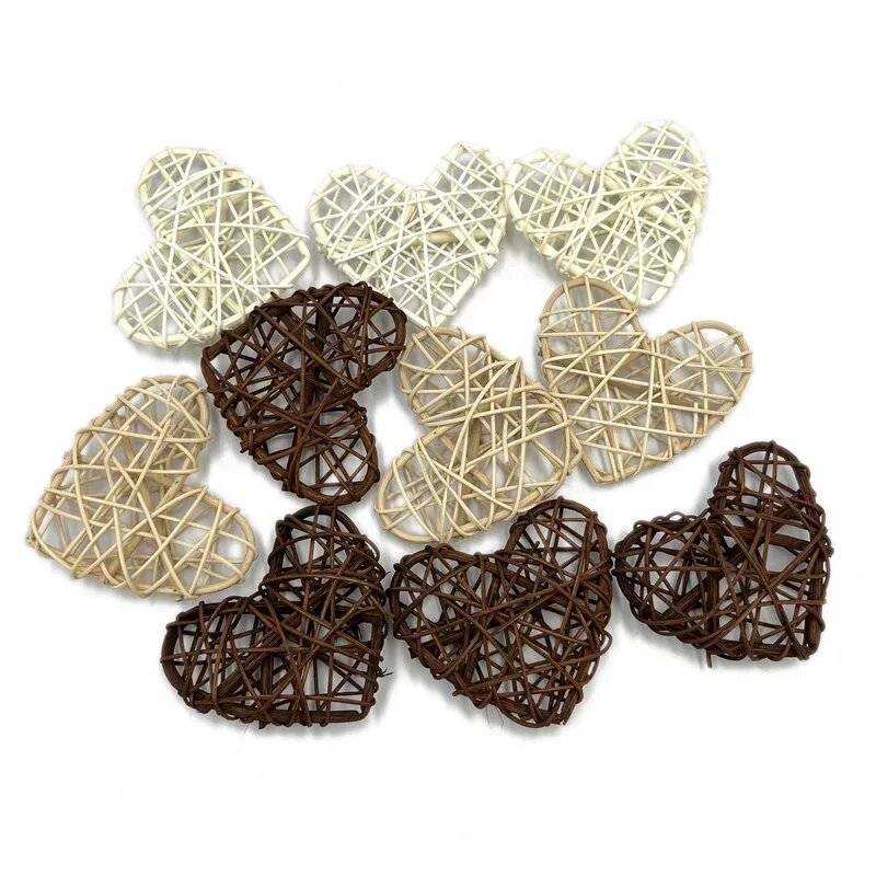 Плетеные сердечки из ротанга 10 шт 5cm (1.97inch) Коричневый