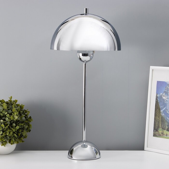 Настольная лампа с абажуром RISALUX «Купер» модерн Е27 3 Вт хром 25×25×53 см