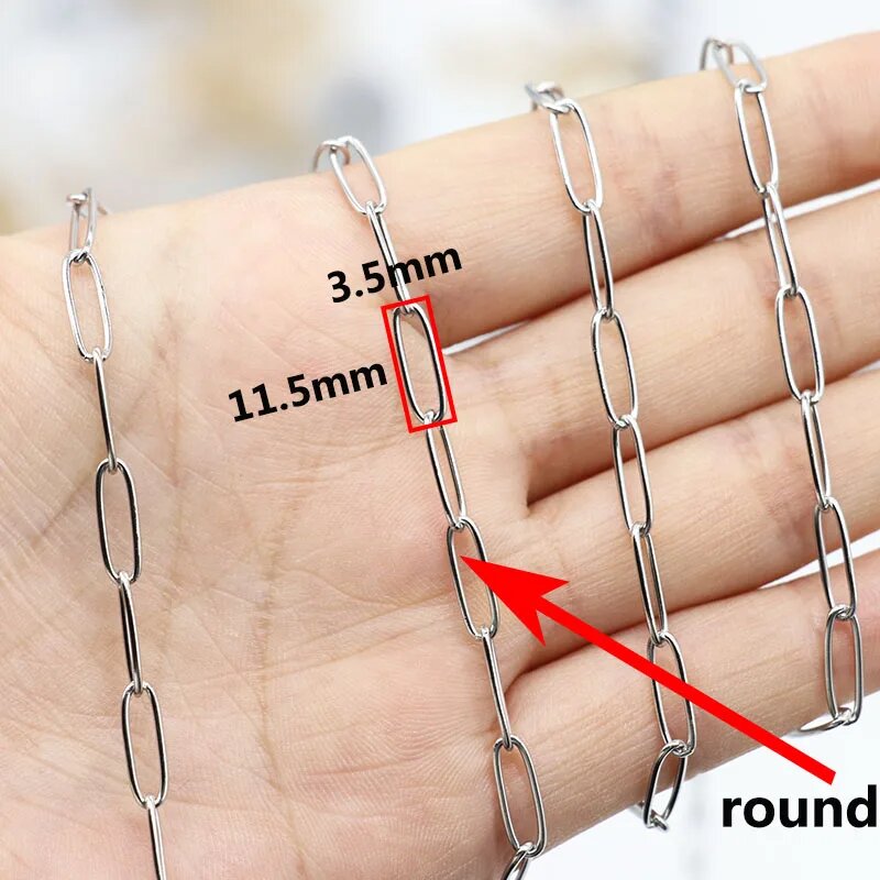 Золотые позолоченные цепи из нержавеющей стали Mibrow 4x12 мм 3.5x11.5mm Round