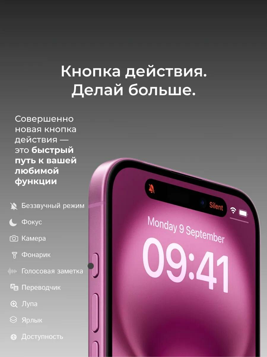 Смартфон Apple iPhone 16 128GB, White (Белый) Sim+E-Sim 2024 — фото 1