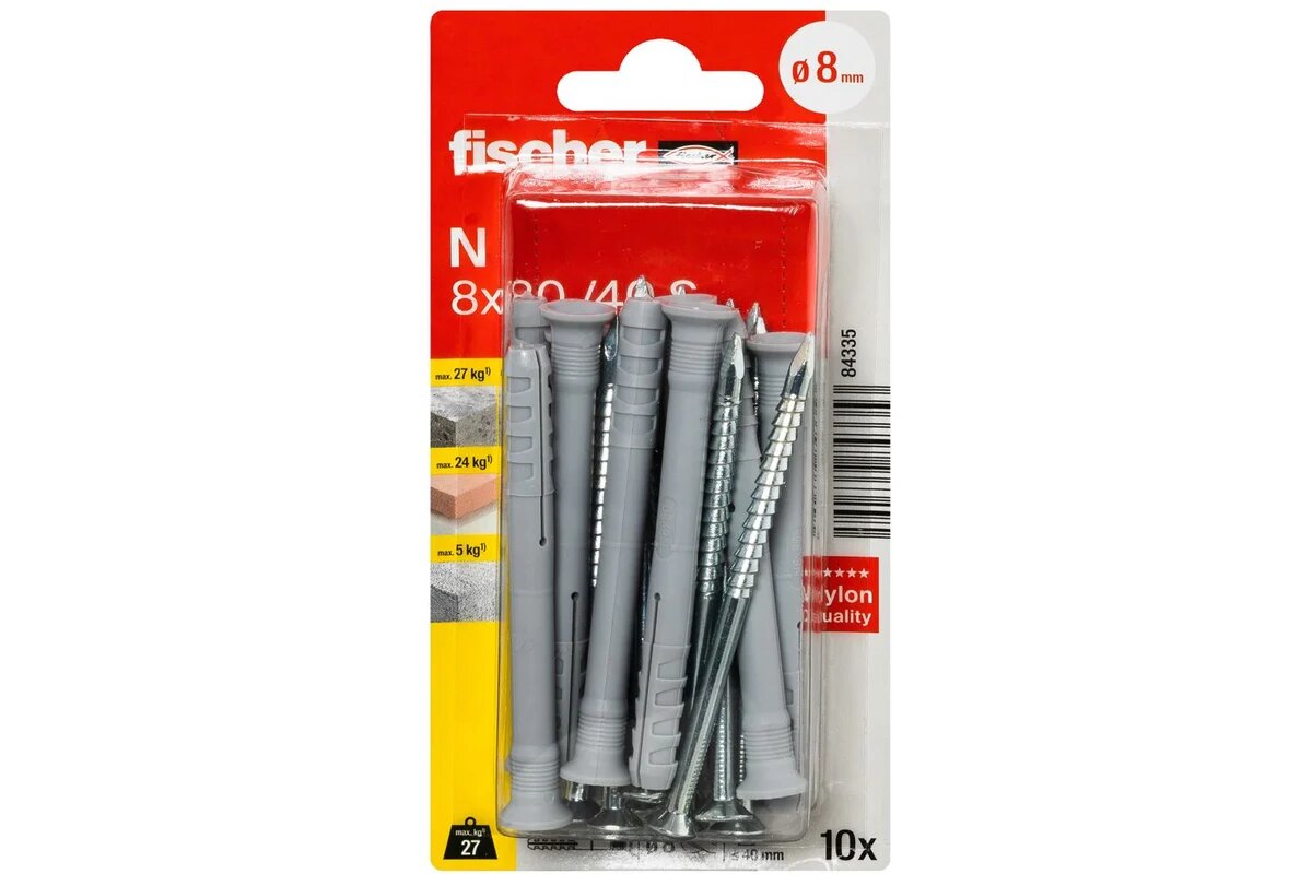 Fischer Дюбель-гвоздь потайной 8x80 10шт 84335