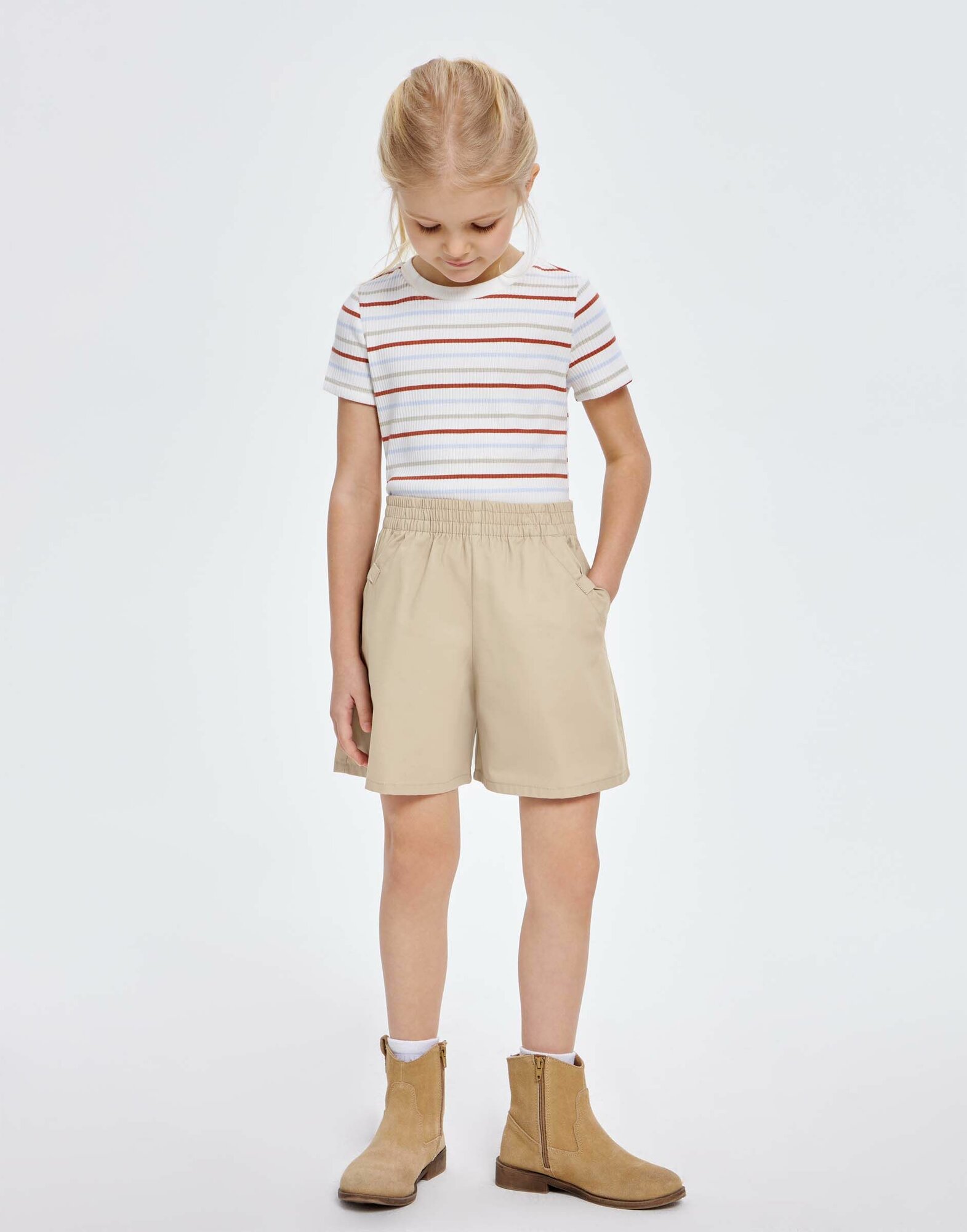 Шорты Gloria Jeans, размер 6-8л/128, бежевый