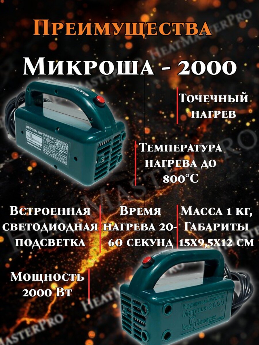 Индукционный портативный нагреватель для металла "Микроша 2000", 2000Вт — фото 1