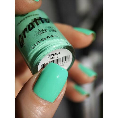 фото Grattol color nail polish mint - лак для ногтей, сушка без лампы, халяль, 9 мл