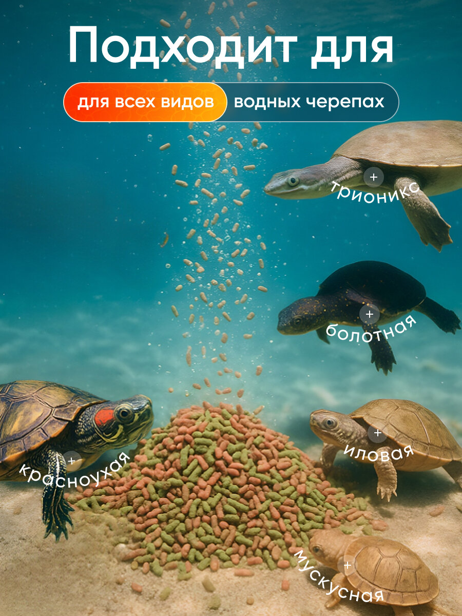 Корм My Pet "Reptilia Basis", для всех видов черепах, палочки, 100 г — фото 1