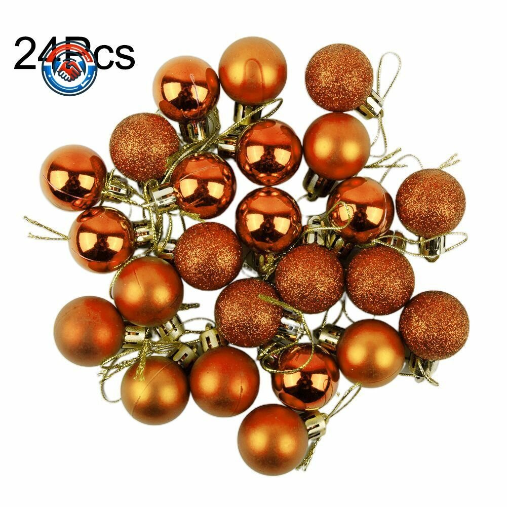 Набор мини ёлочных шаров 24 шт, пластиковые елочные украшения для новогодней елки, свадьбы и праздничного декора, компактные подвесные шары для создания праздничного настроения