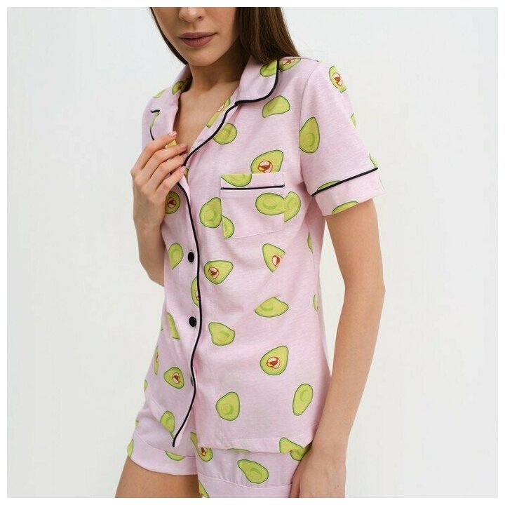 Пижама женская (рубашка и шорты) KAFTAN Avocado р. 44-46, розовый - фотография № 5