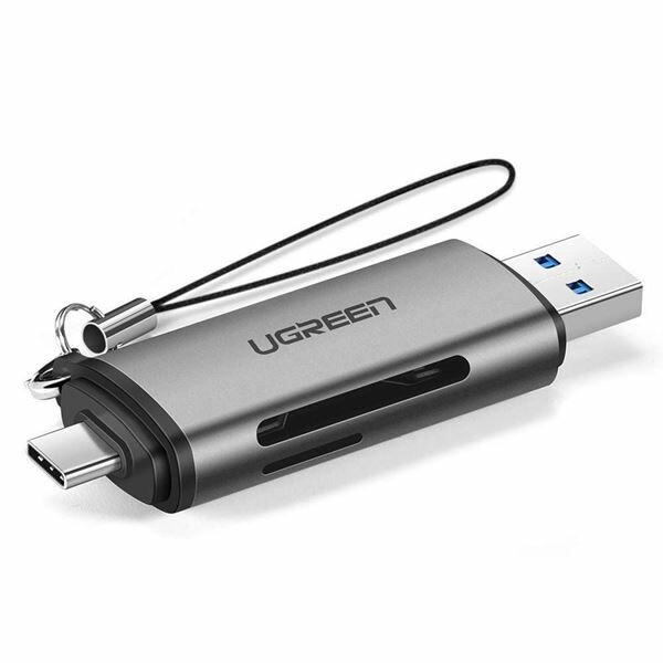 Картридер UGREEN CM185 (50706) USB-C/USB-A Card Reader серый Grey