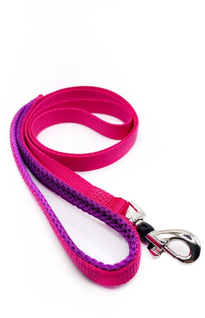 Поводок для собак Japan Premium Pet 40 оттенков радуги со стоппером и мягкой анатомической вкладкой для рук, цвет розовый, размер M