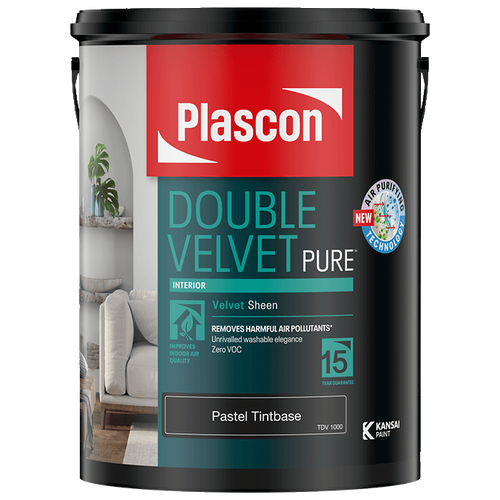 Краска водоэмульсионная полуматовая Plascon Double Velvet база transparent, 5 л