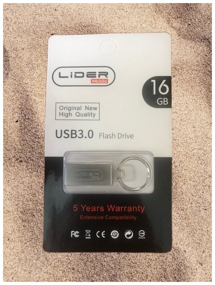 Флешка 16 GB LIDER Mobile USB 3.0 Flash Drive / Высокая скорость / Металичиский корпус / Защита от повреждений / Водонепроницаемый чип / 16ГБ