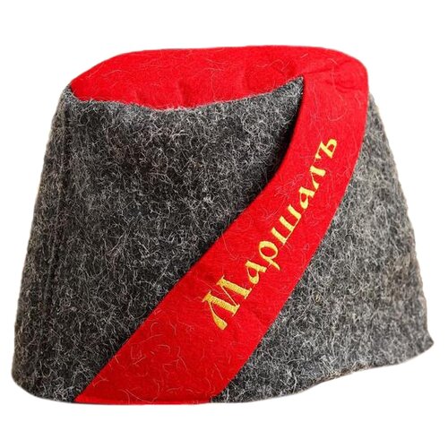 фото Добропаровъ банная шапка папаха. маршал серый/красный
