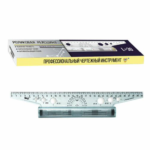 Линейка с роликом рейсшина 30 см пчелка металлический ролик УЧП-30 210278 559₽