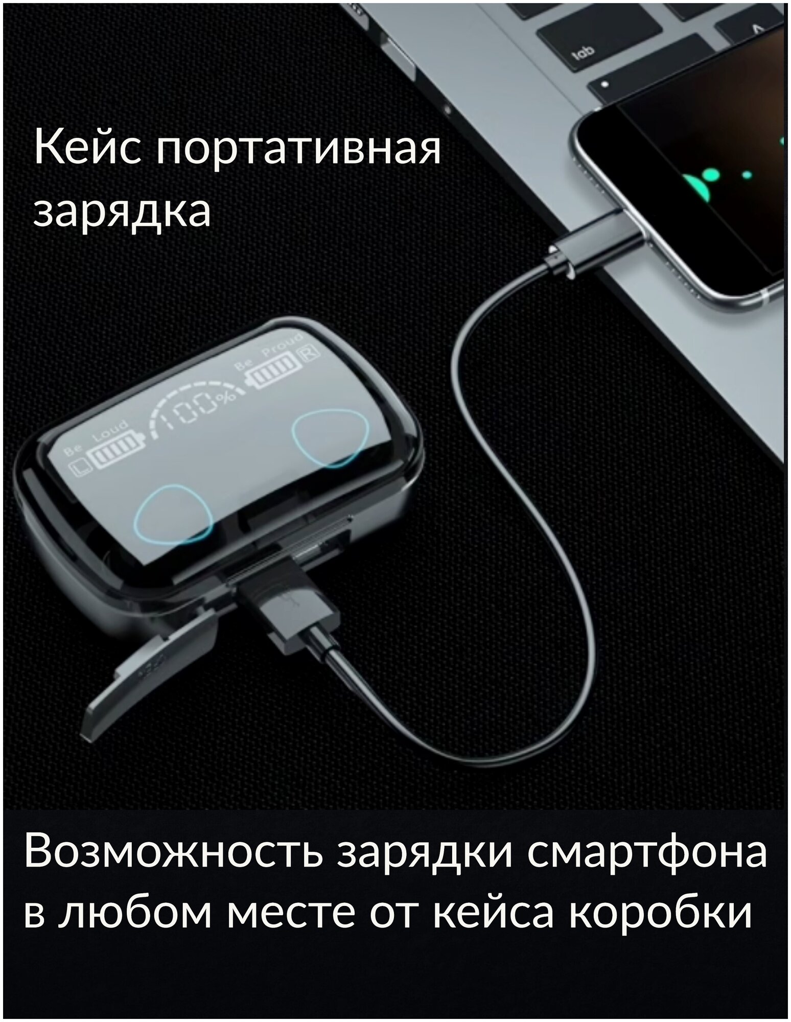 Беспроводные наушники M10 Newest с LED-Дисплеем / Bluetooth 5.1 TWS / Кейс-повербанк / PowerBank