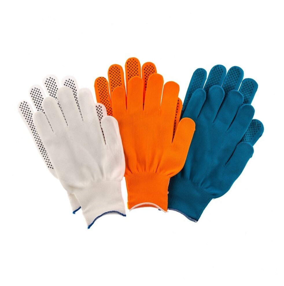 Перчатки в наборе, цвета: оранжевые, синие, белые, ПВХ точка, XL, Россия Palisad - фото №1
