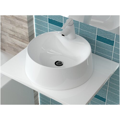 Умывальник накладной для установки на столешницу в ванной комнате Premial Style N44 Glazgow чёрный металлик (443*443)