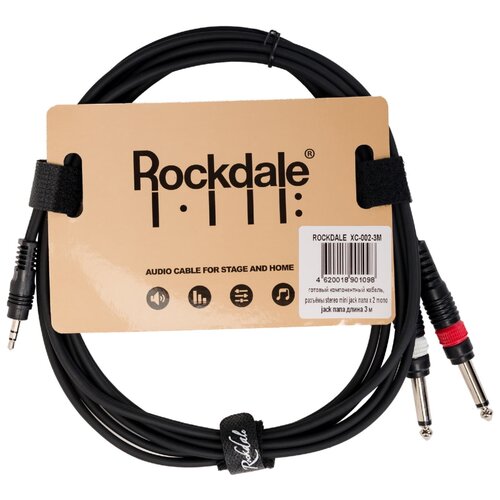 Готовый компонентный кабель, разъёмы stereo mini jack папа x 2 mono jack папа длина 3 м - ROCKDALE XC-002-3M