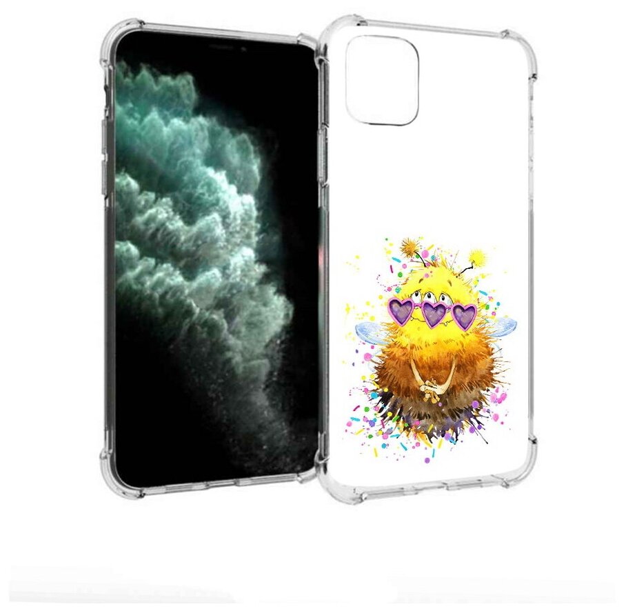 Чехол задняя-панель-накладка-бампер MyPads Пушитый шмель для iPhone 11 Pro Max противоударный