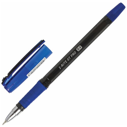 Ручка шариковая масляная с грипом BRAUBERG i-Rite GT Solid, синяя, корпус синий, узел 0,7 мм,1 43305, 143305