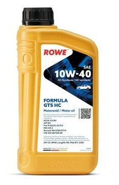 Масло Rowe 10/40 Hightec Formula Gts HC A3/B4,API SN/CF, BMW Longlife-98 1 л