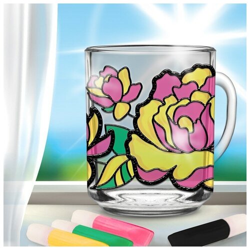 фото Школа талантов витражная роспись кружки "цветы"