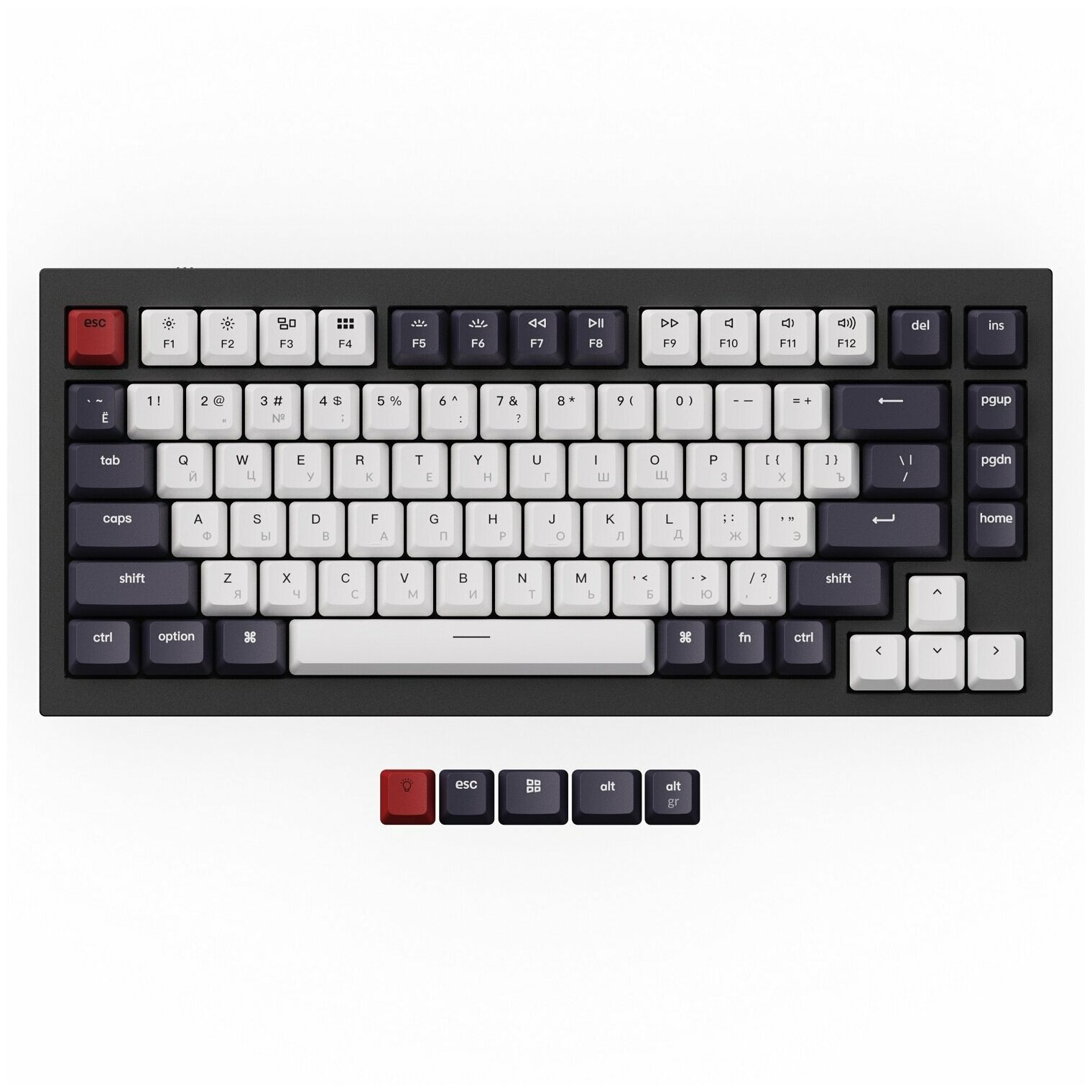 Клавиатура QMK Keychron Q1 механическая, беспроводная, RGB, Gateron G Phantom Red Switch, Black