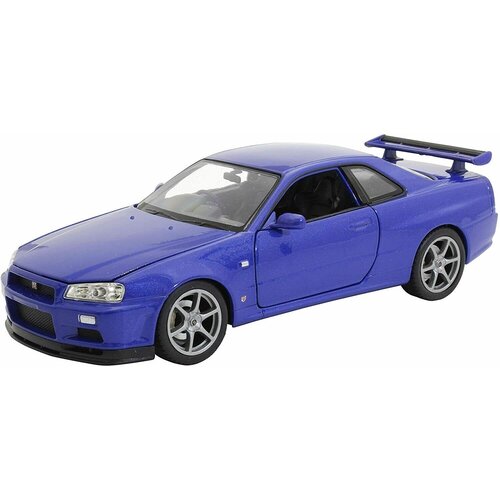 Коллекционная модель 1:24 WELLY 24108 Nissan Skyline GT-R (R34) синий lego speed ​​​​champions 2 форсаж 2 форсаж nissan skyline gt r r34