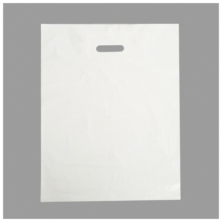Пакет полиэтиленовый с вырубной ручкой, Белый 30-40 См, 30 мкм - фотография № 1