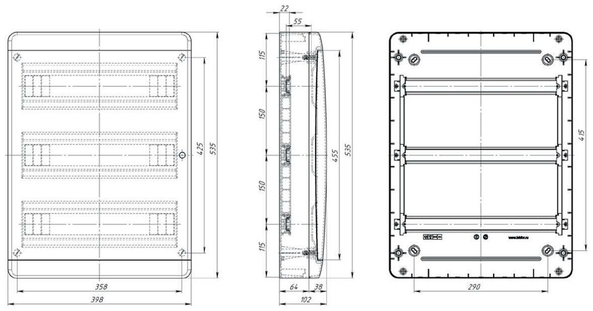 Щит навесной 54 мод. IP41 Tekfor, прозрачная черная дверца BNK 40-54-1 - фотография № 9