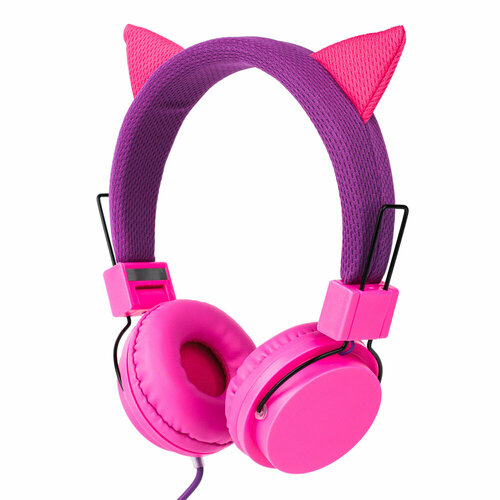 BY Наушники проводные накладные Ушки динамики 40мм кабель 12M розовый 2 штуки 1914₽