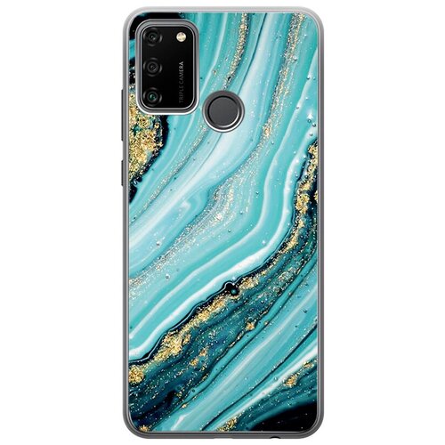 фото Ультратонкий силиконовый чехол-накладка clearview для honor 9a с принтом "green marble" gosso