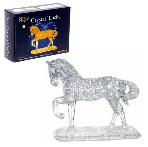 Пазл 3D кристаллический, «Лошадь» на подставке, 100 деталей, цвета микс