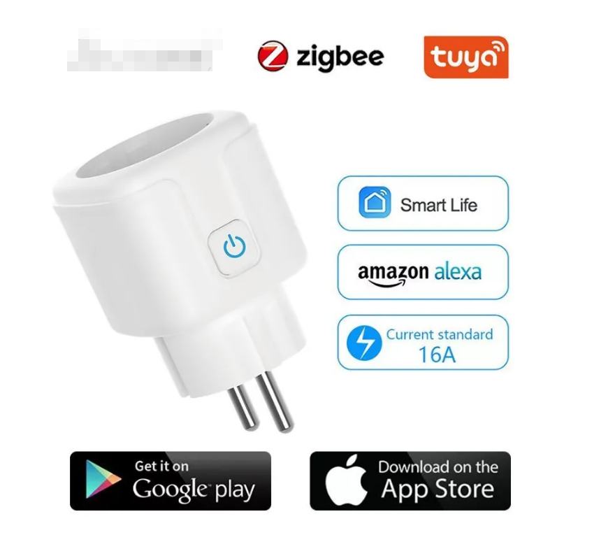 Умная ZigBee розетка 16A со счетчиком потребления 9W и голос. управл.